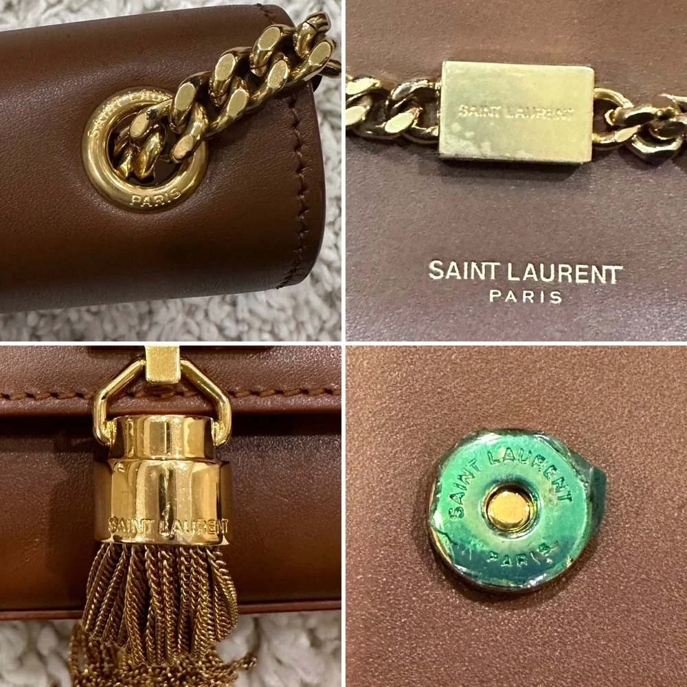 Yves Saint Laurent YSL Kate Tassle Tan/Gold Chain Shoulder Bag